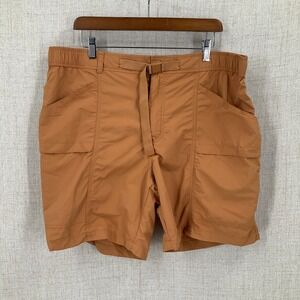 Eddie Bauer Hiking Shorts Mens XL Orange Ripstop Belted Cargo Outdoor Trail